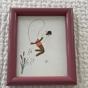 Pink Framed Art Print - Jump Rope Girl